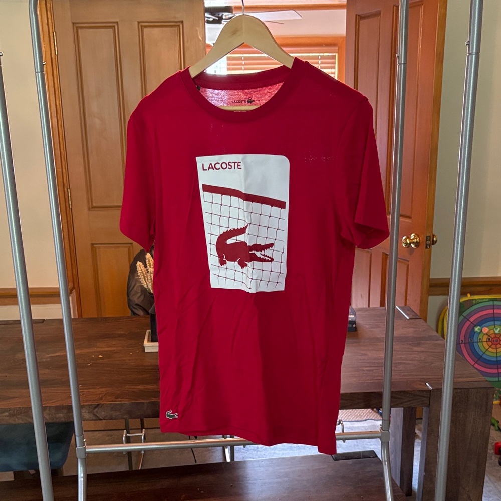 Lacoste Red Crocodile Print Tee